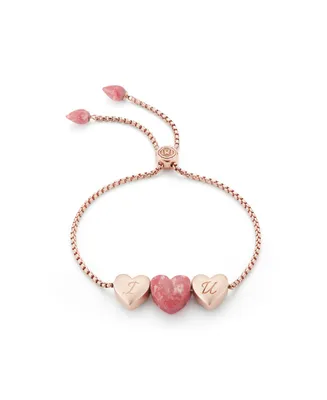 LuvMyJewelry Luv Me Love Heart Thulite Gemstone Rose Gold Plated Sterling SIlver Bracelet