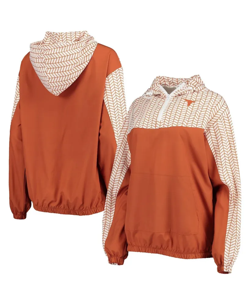 Women's ZooZatz Texas Orange Texas Longhorns Chevron Swishy Quarter-Zip Hoodie Jacket