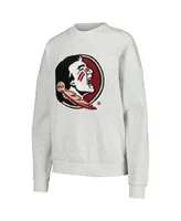 Women's Gameday Couture Ash Florida State Seminoles Team Effort Pullover Sweatshirt and Shorts Sleep Set