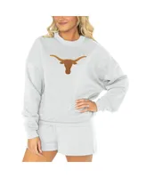 Women's Gameday Couture Ash Texas Longhorns Team Effort Pullover Sweatshirt and Shorts Sleep Set