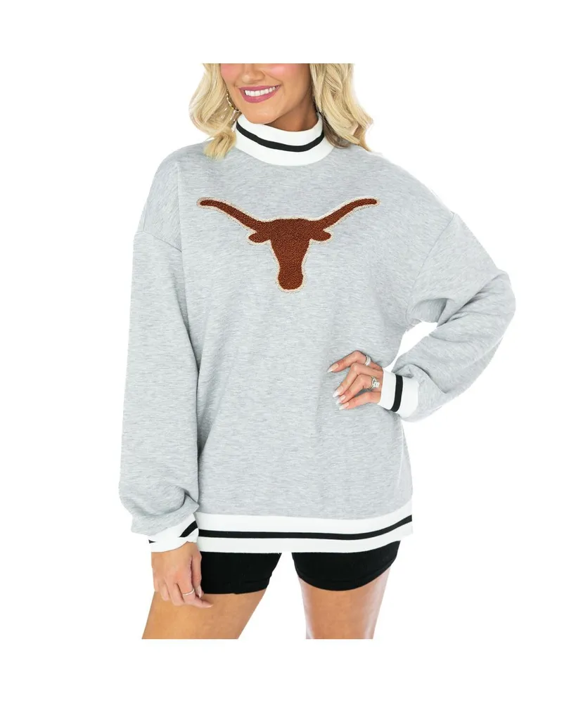 Women's Gameday Couture Ash Texas Longhorns It To Win Sporty Mock Neck Pullover Sweatshirt