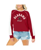 Women's Gameday Couture Crimson Alabama Crimson Tide Blindside Raglan Cropped Pullover Sweatshirt