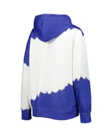 Women's Gameday Couture White, Royal Distressed Kansas Jayhawks For the Fun Double Dip-Dyed Pullover Hoodie