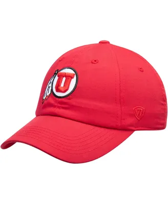 Men's Top of the World Red Utah Utes Primary Logo Staple Adjustable Hat