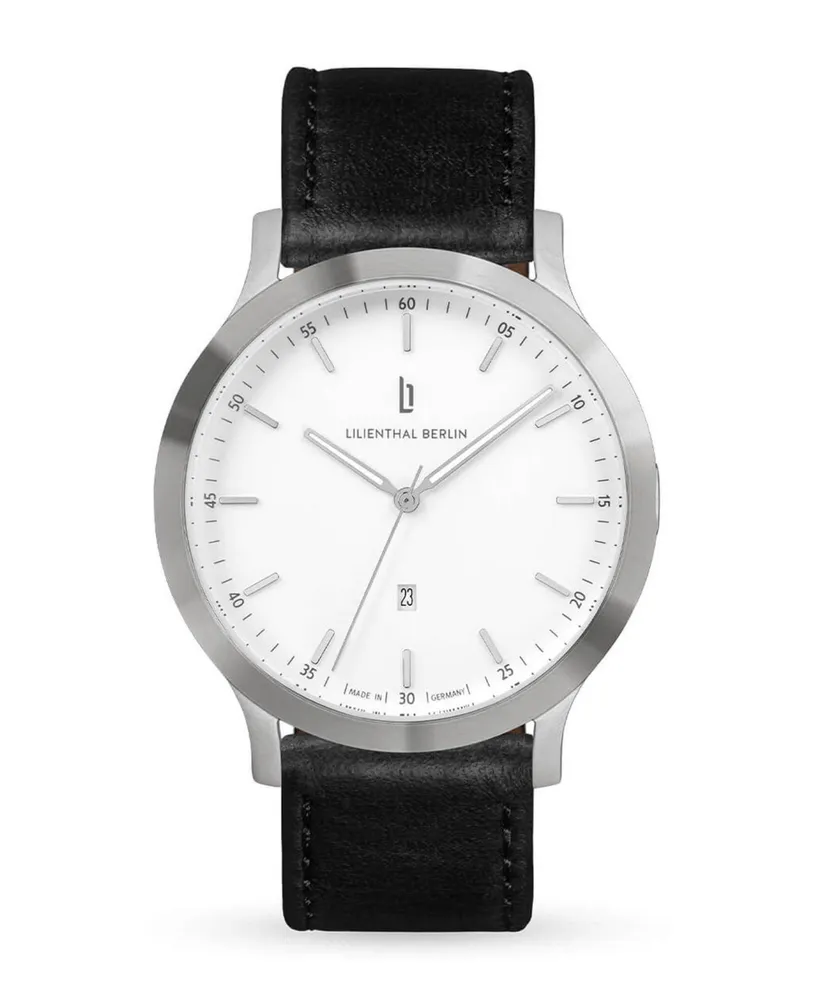 Lilienthal Berlin Unisex Huxley Silver Leather Watch 40mm