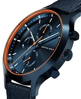 Lilienthal Berlin Men's Blue Orange Chronograph Blue Leather Watch 42mm