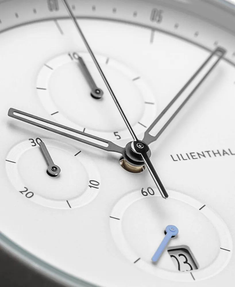 Lilienthal Berlin Men's Gunmetal Chronograph Gunmetal Stainless Steel Link Watch 42mm