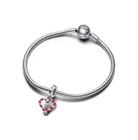 Pandora Cubic Zirconia Double Candy Cane Heart Christmas Dangle Charm