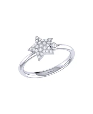 LuvMyJewelry Dazzling Star Bezel Design Sterling Silver Diamond Women Ring