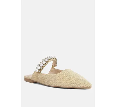 Rag & Co Geode Pearl Embellished Slip On Mules