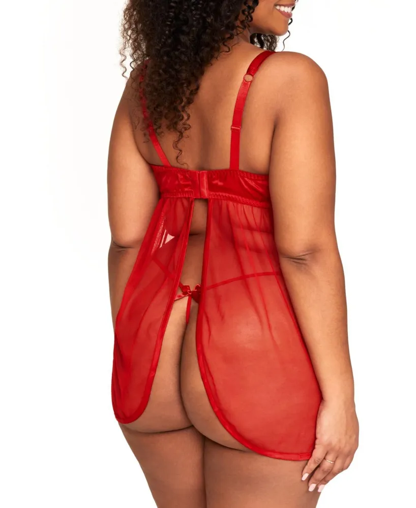 Besima Women's Plus-Size Unlined Babydoll & G-String Set Lingerie