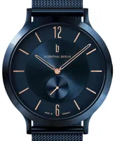 Lilienthal Berlin Men's The Classic Blue Rose Gold Navy Blue Stainless Steel Mesh Watch 42mm