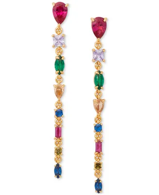 Kate Spade New York Gold-Tone Multicolor Crystal Linear Drop Earrings