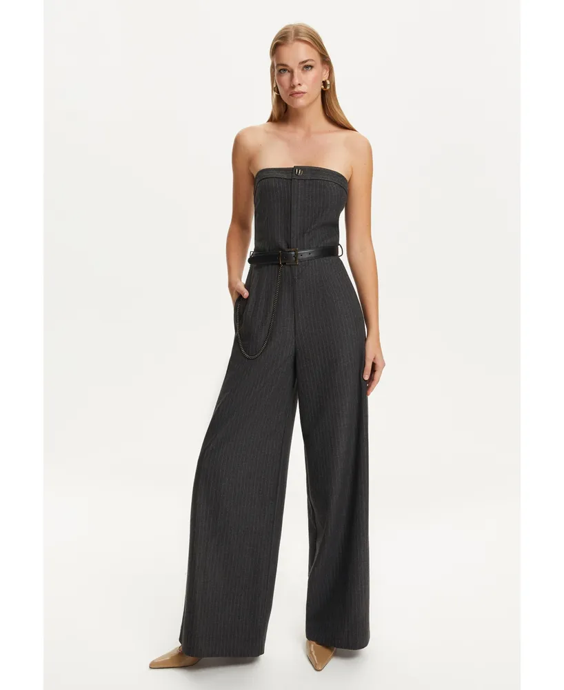 Nocturne Women's Belted Striped Jumpsuit