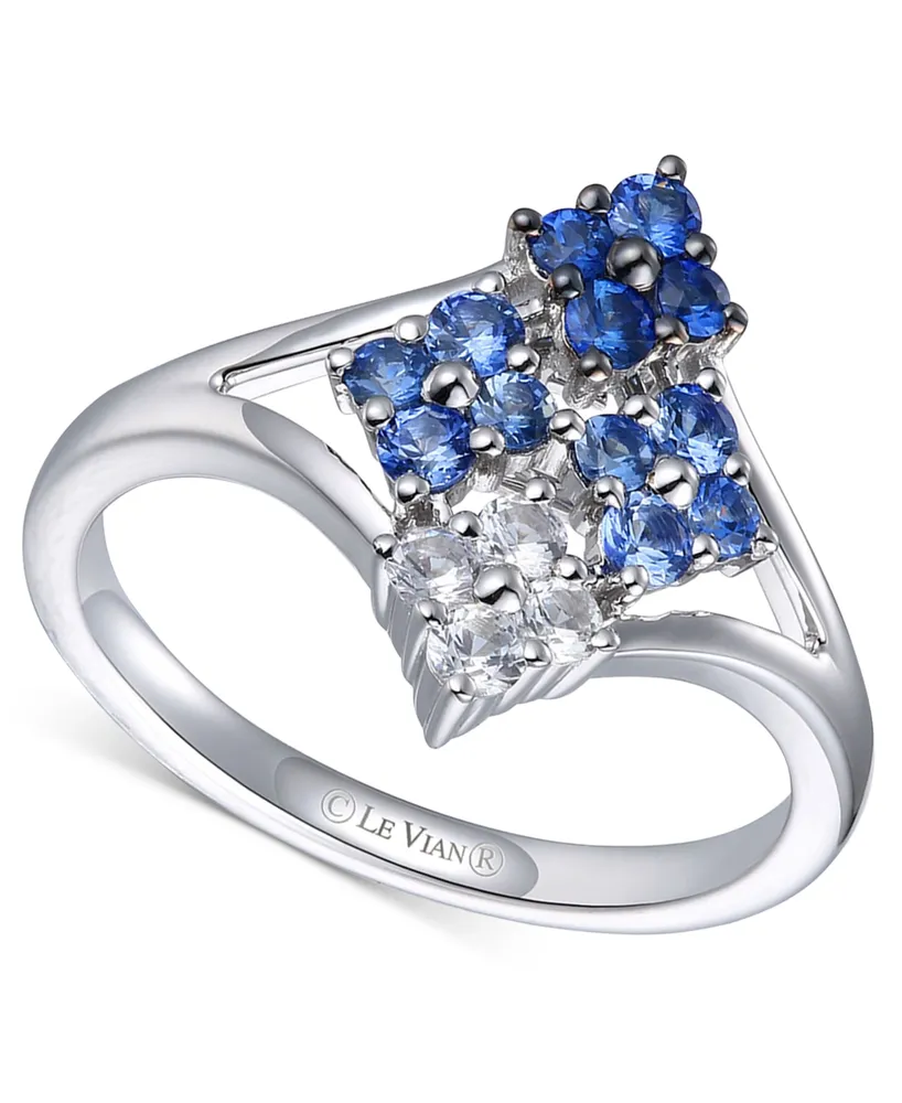 Le Vian Ombre Denim Ombre (1/2 ct. t.w.) & White Sapphire (1/6 ct. t.w.) Quad Cluster Statement in 14k White Gold