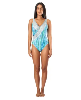La Moda Clothing Women's Wrap Design One Piece Swimsuit