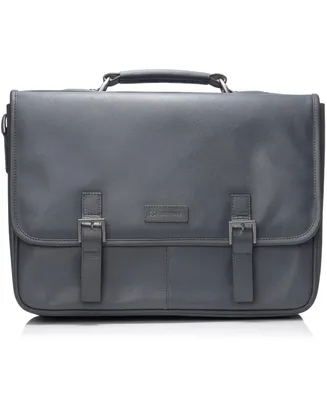 Alpine Swiss Genuine Leather 15.6" Laptop Briefcase Flap Over Messenger Bag