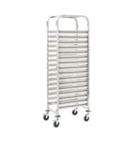 Kitchen Trolley for 16 Trays 15"x21.7"x64.2" Stainless Steel