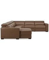 Nevio 157" 6-Pc. Leather Sectional with 1 Power Recliner, Headrests and Chaise, Created For Macy's