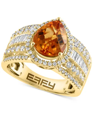 Effy Citrine (3 ct. t.w.) & Diamond (5/8 ct. t.w.) Statement Ring in 14k Gold