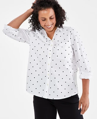 Style & Co Petite Printed Perfect Shirt, Created for Macy's