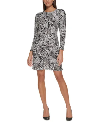 Tommy Hilfiger Women's Printed Puff-Sleeve A-Line Dress