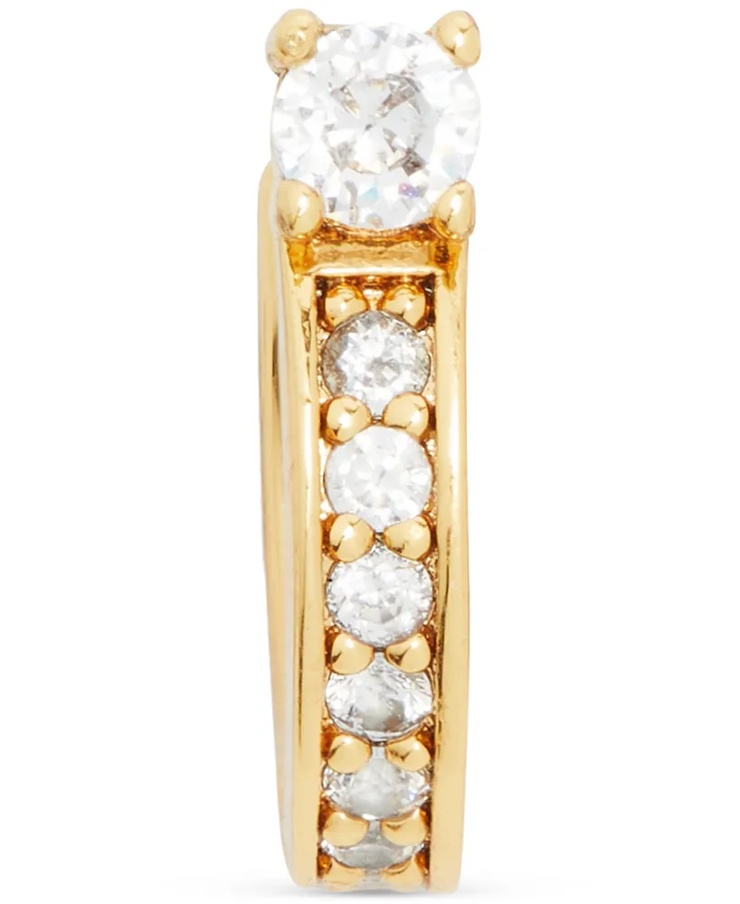 kate spade new york Gold-Tone Precious Delights Crystal Huggie Hoop Earrings