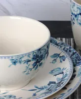 Elama Traditional Blue Rose 16 Piece Dinnerware Set