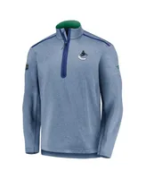 Men's Fanatics Heathered Blue Vancouver Canucks Authentic Pro Travel and Training Quarter-Zip Jacket