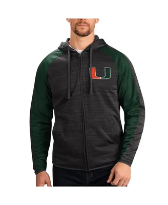 Men's G-iii Sports by Carl Banks Black Miami Hurricanes Neutral Zone Raglan Full-Zip Track Jacket Hoodie