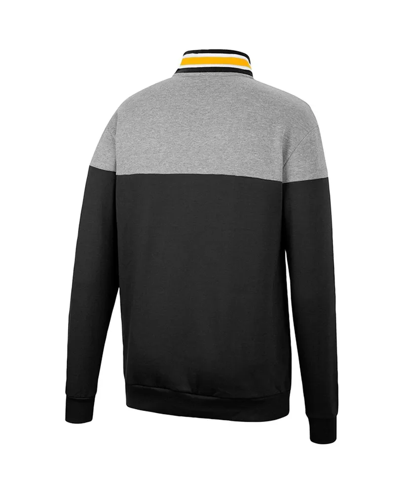 Men's Colosseum Black, Heather Gray Iowa Hawkeyes Be the Ball Quarter-Zip Top