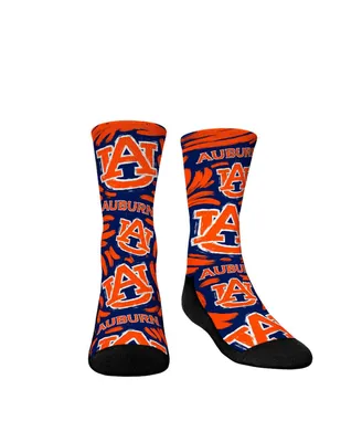 Youth Boys and Girls Rock 'Em Socks Auburn Tigers Allover Logo and Paint Crew Socks