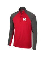 Men's Colosseum Scarlet, Charcoal Nebraska Huskers Two Yutes Raglan Quarter-Zip Windshirt