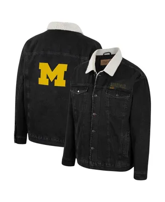 Men's Colosseum x Wrangler Charcoal Michigan Wolverines Western Button-Up Denim Jacket