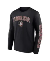 Men's Fanatics Black Florida State Seminoles Distressed Arch Over Logo Long Sleeve T-shirt