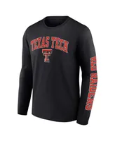 Men's Fanatics Black Texas Tech Red Raiders Distressed Arch Over Logo Long Sleeve T-shirt