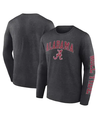 Men's Fanatics Heather Charcoal Alabama Crimson Tide Distressed Arch Over Logo Long Sleeve T-shirt