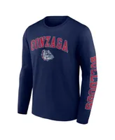 Men's Fanatics Navy Gonzaga Bulldogs Distressed Arch Over Logo Long Sleeve T-shirt