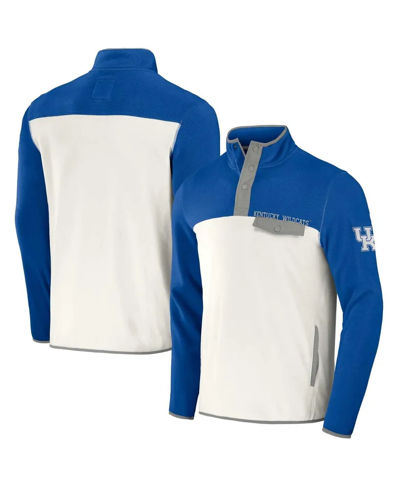 Men's Darius Rucker Collection by Fanatics Royal, White Kentucky Wildcats Micro Fleece Half-Snap Jacket