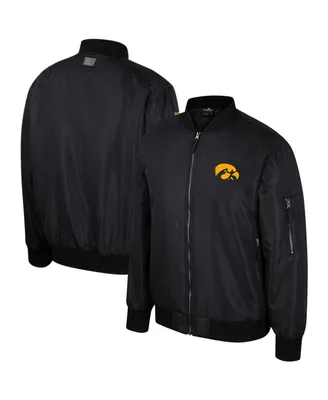 Men's Colosseum Black Iowa Hawkeyes Full-Zip Bomber Jacket