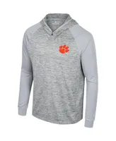 Men's Colosseum Gray Clemson Tigers Cybernetic Raglan Quarter-Zip Hooded Top