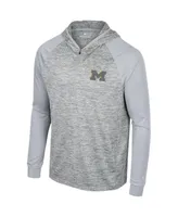 Men's Colosseum Gray Michigan Wolverines Cybernetic Raglan Quarter-Zip Hooded Top