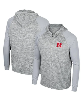 Men's Colosseum Gray Rutgers Scarlet Knights Cybernetic Raglan Quarter-Zip Hooded Top