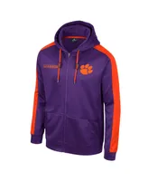 Men's Colosseum Purple Clemson Tigers Reese Full-Zip Hoodie