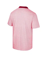 Men's Colosseum White, Crimson Washington State Cougars Print Stripe Polo Shirt