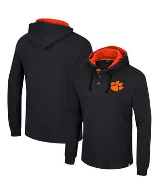 Men's Colosseum Black Clemson Tigers Affirmative Thermal Hoodie Long Sleeve T-shirt