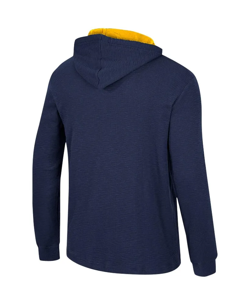 Men's Colosseum Navy Michigan Wolverines Affirmative Thermal Hoodie Long Sleeve T-shirt