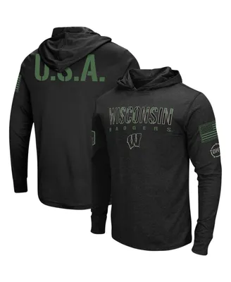 Men's Colosseum Black Wisconsin Badgers Big and Tall Oht Military-Inspired Appreciation Tango Long Sleeve Hoodie T-shirt