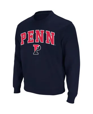 Men's Colosseum Navy Pennsylvania Quakers Arch & Logo Crew Neck Sweatshirt