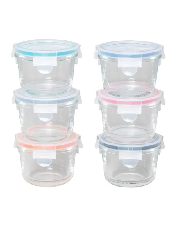 Genicook 3 PC Rectangular Container Borosilicate Glass Nesting Container Set with Snap-On Lids - Multicolor